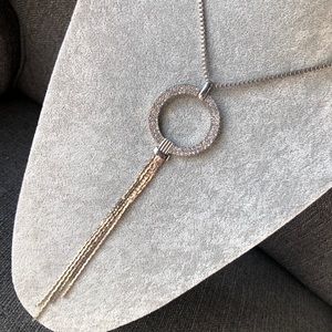 Long Silver Pendant Necklace